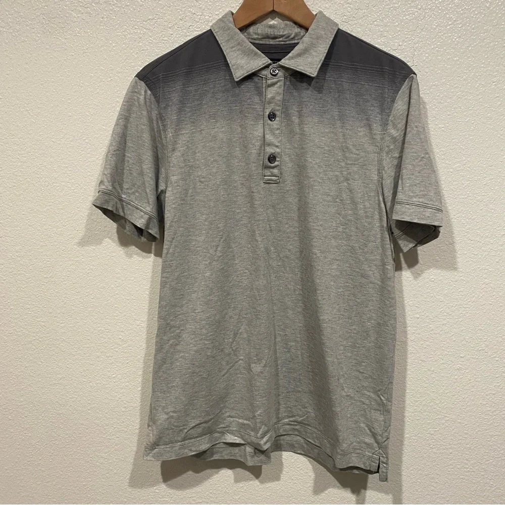men’s banana republic grey gradient short sleeve polo